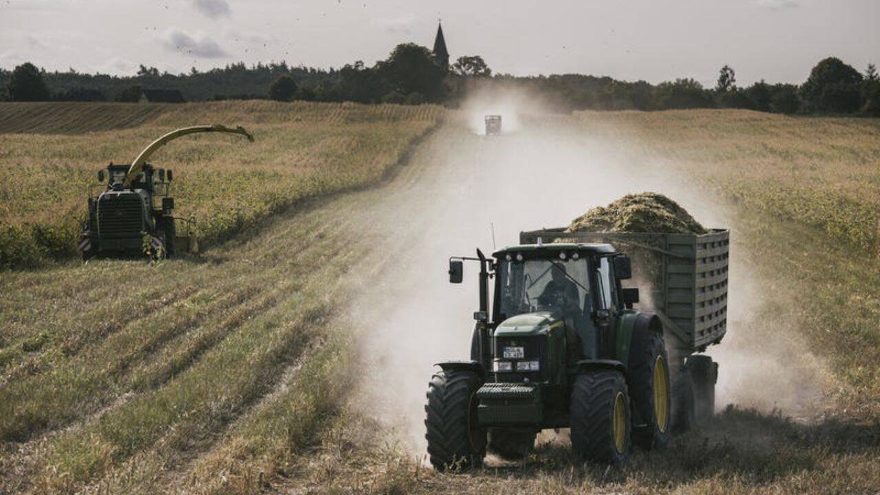 un tractor pe camp
